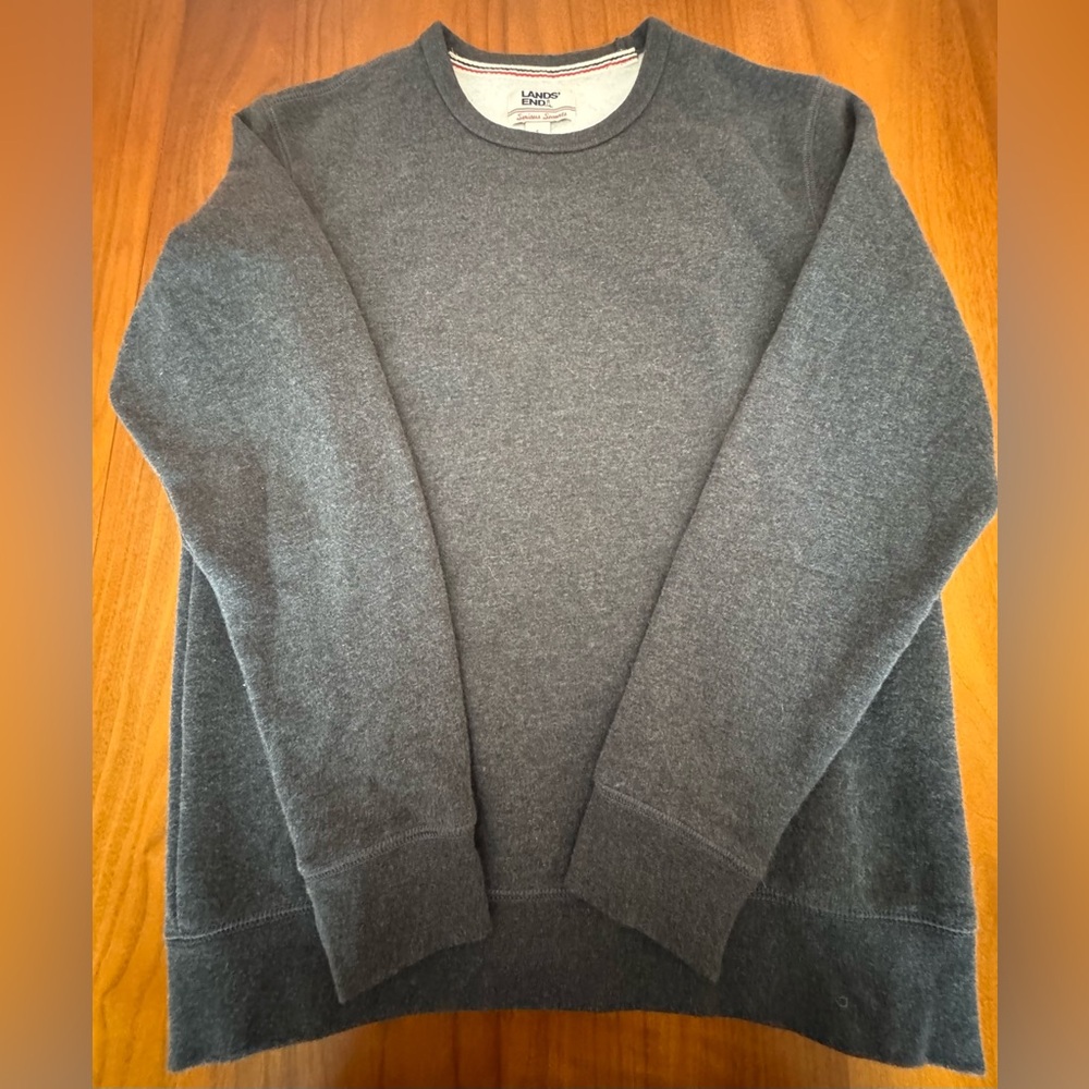 Lands' End Serious Sweats Charcoal Crewneck Sweatshirt, size S